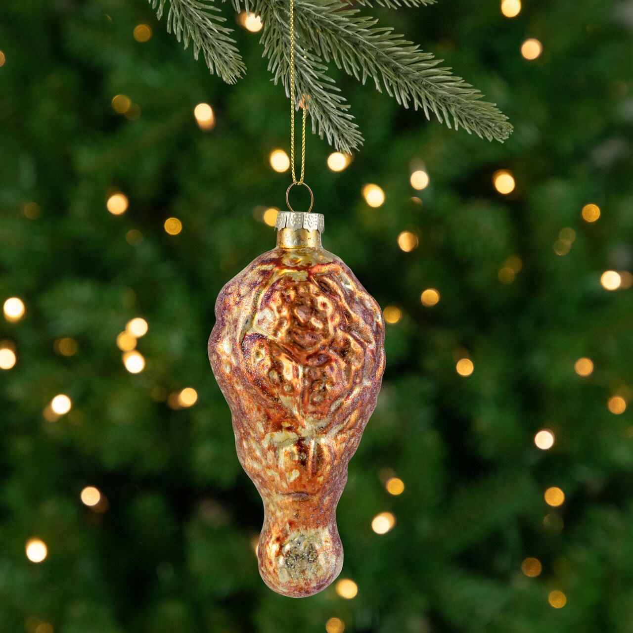 Northlight Buffalo Chicken Wing Drumette Glass Christmas Ornament - 4.5"